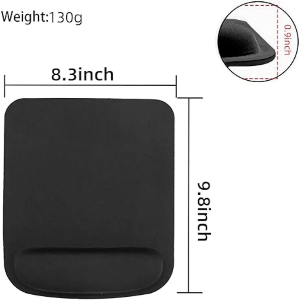Black Ergonomic Mouse Pad with Wrist Rest - Comfort Memory Foam Support, Non-Slip Base for Office, Gaming & Computer Use