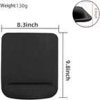 Black Ergonomic Mouse Pad with Wrist Rest - Comfort Memory Foam Support, Non-Slip Base for Office, Gaming & Computer Use