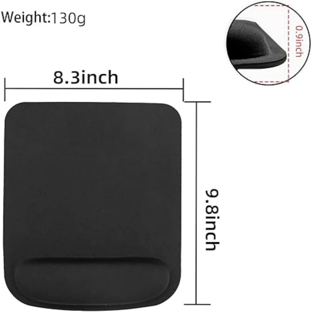 Black Ergonomic Mouse Pad with Wrist Rest - Comfort Memory Foam Support, Non-Slip Base for Office, Gaming & Computer Use