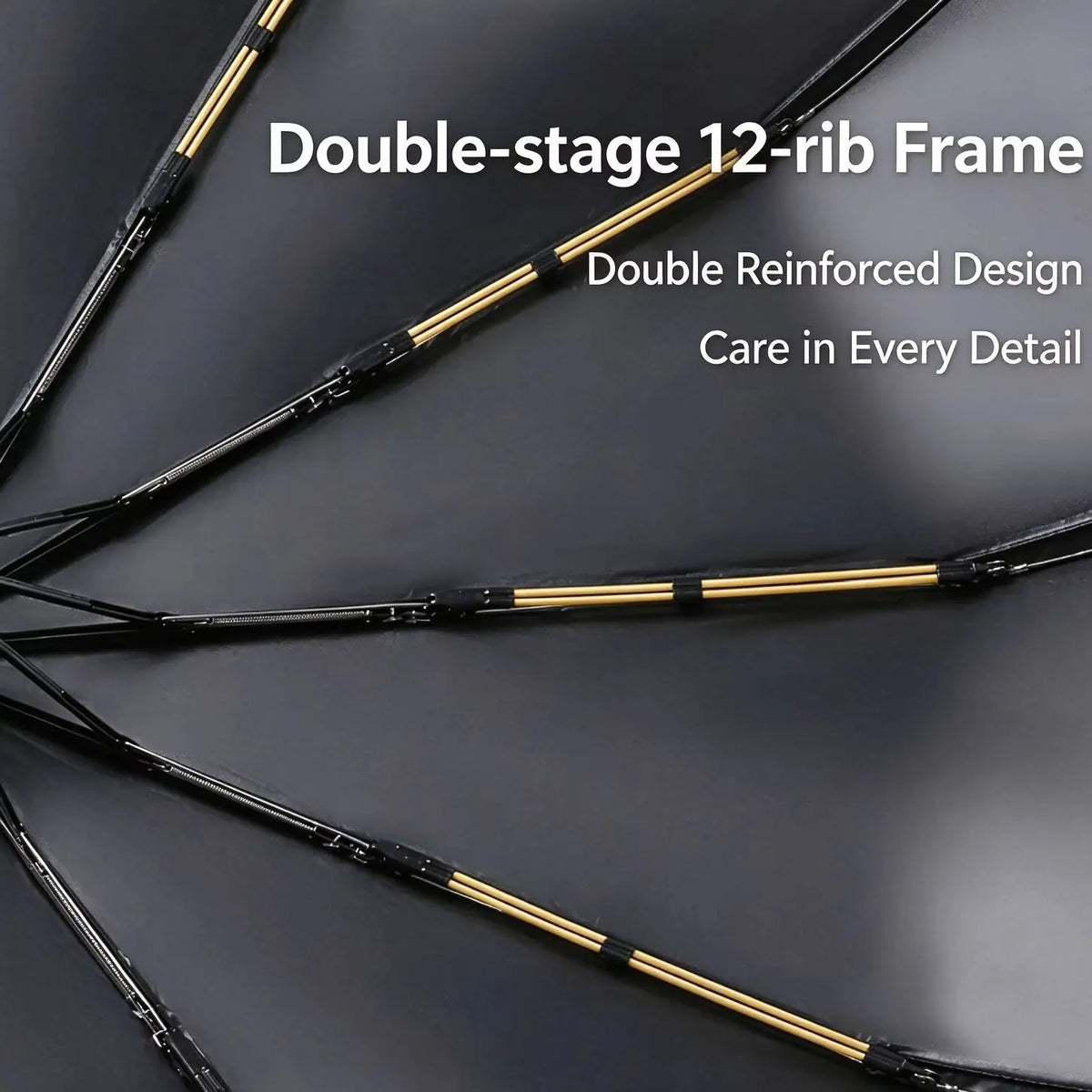 12 Bone Double Bones Black Glue Fully Automatic Umbrella, Rain & Sun Dual Use Three Fold, Sturdy Keel, UV Protection