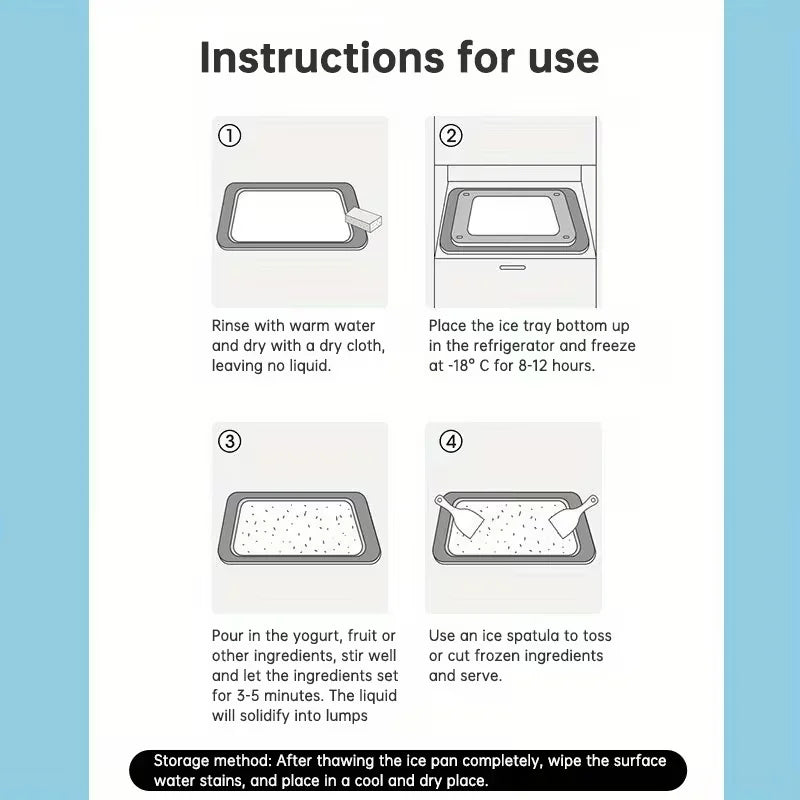 Household Ice Cream Maker Pan with 1 Scraper Instant Rolled Ice Cream Maker DIY Sorbet Frozen Yogurt Maker Ice Stir Fry Machine