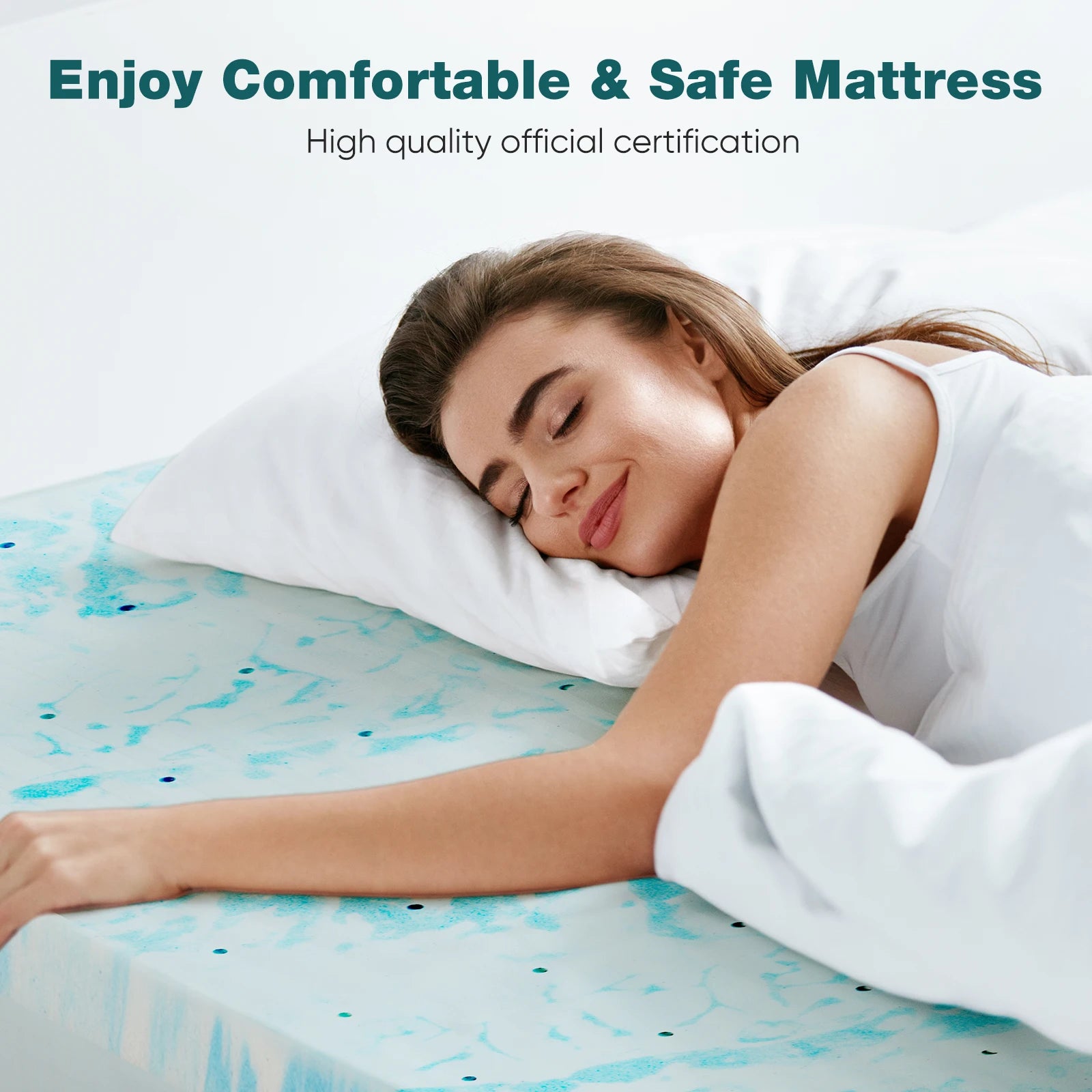 JHK 2-3 Inch Memory Foam Mattress Topper Queen Size Thick Gel  Cooling Mattress Soft and Breathable Bed Topper Bedroom Furniture