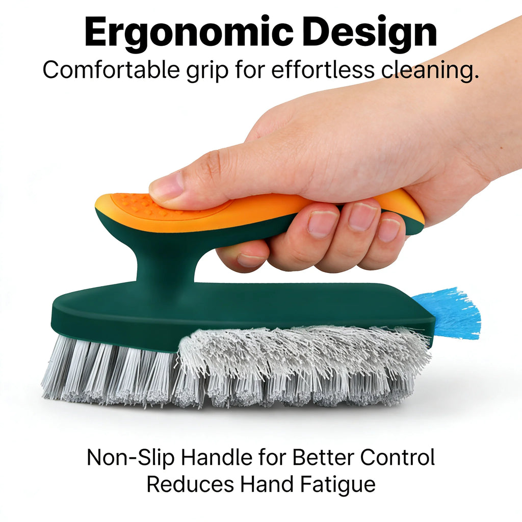 3-In-1 Multi-Function Cleaning Brush Hard Bristle Scrub Brush With Gap Brush T-Handle Grout Cleaner For Bathroom Kitchen Window