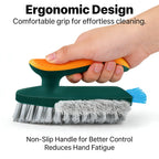 3-In-1 Multi-Function Cleaning Brush Hard Bristle Scrub Brush With Gap Brush T-Handle Grout Cleaner For Bathroom Kitchen Window