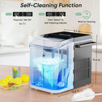 Portable Countertop Ice Maker, 26lbs/24H, 9 Cubes in 6 Mins, Self-Cleaning, Quiet for Home Kitchen RV Camping - Nexvibe
