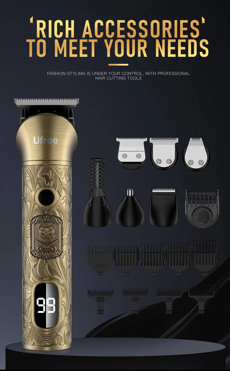 Ufree Beard Trimmer for Men, Electric Razor Shaver, Cordless Hair Clipper Shaving Kit for Mustache Body Nose Ear Hair Facial, Ad