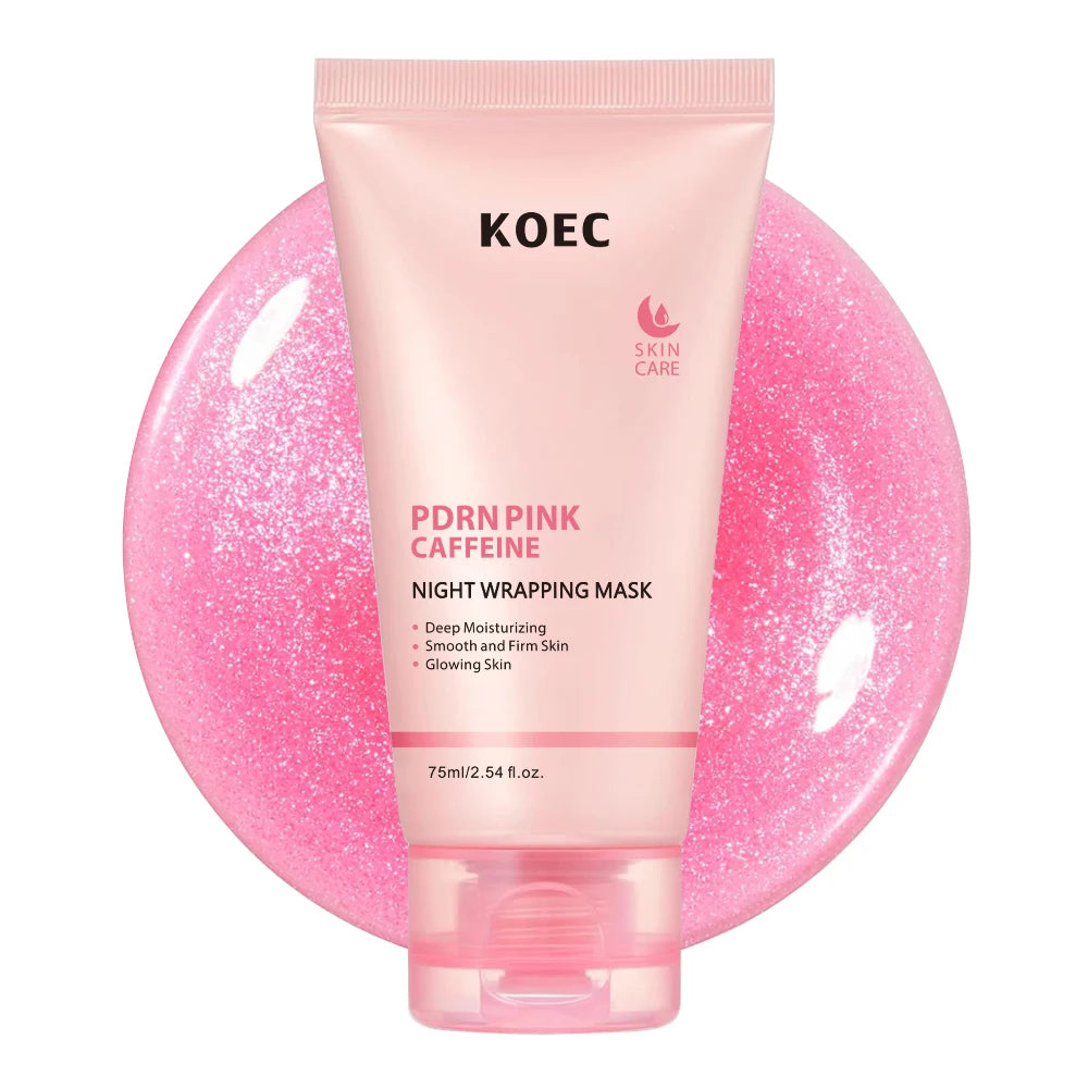 US Local KOEC PDRN Pink Caffeine Overnight Face Mask, Sleeping Wrapping Mask, Night Facial Mask, Moisturizing Skin Care, Hydrating Beauty Care for All Skin Types