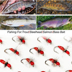 10Pcs-Dry Flies Artificial Bait Fly Fishing Flies Red Griffith Ant Nymph Bait for Trout/carp Fishing Artificial (with Flies Box)
