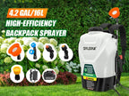 16L Garden Electric Sprayer Agricultural Irrigation Sprayer,Backpac Electric Weed Sprayer,100 PSI, Telescopic Wand, 5 Nozzles