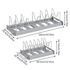 Expandable Kitchen Pot Pan Organizer Under Cabinet with 7 Adjustable Dividers Food Storage Container Lid Storage 1 Pack