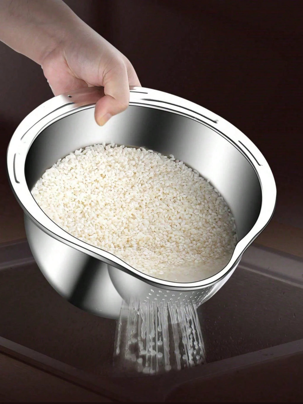 Rice Vegetable Washing Basket Strainer Stainless Steel Bowl Tray Wash Basin Accessories Drain Basket for Kitchen