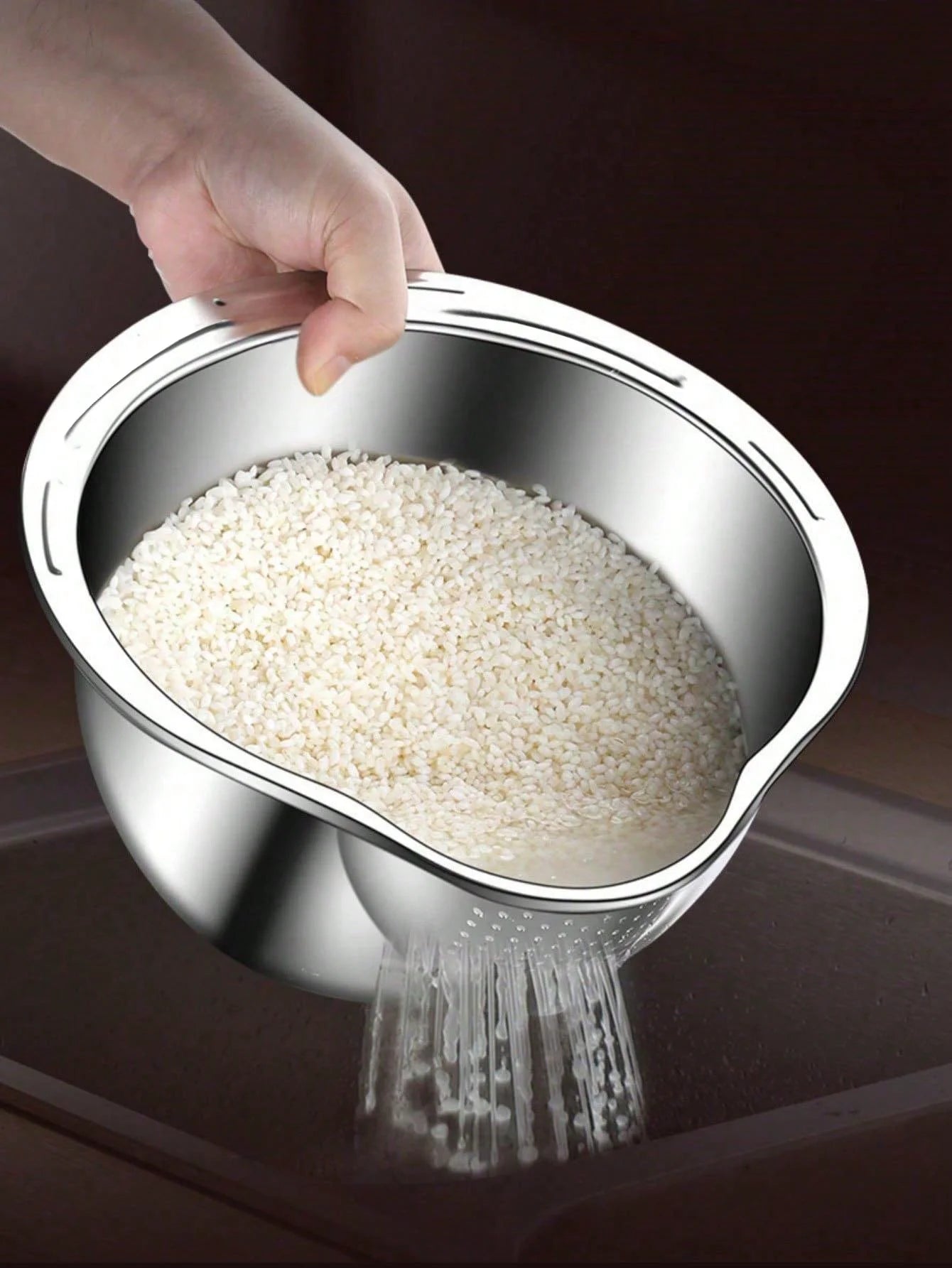 Rice Vegetable Washing Basket Strainer Stainless Steel Bowl Tray Wash Basin Accessories Drain Basket for Kitchen