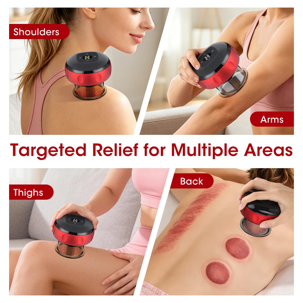 Intelligent Vacuum Cupping Massager 12 Gear Heating Body Gua Sha Back Neck Arm Cupping Massager LCD Display USB Charging