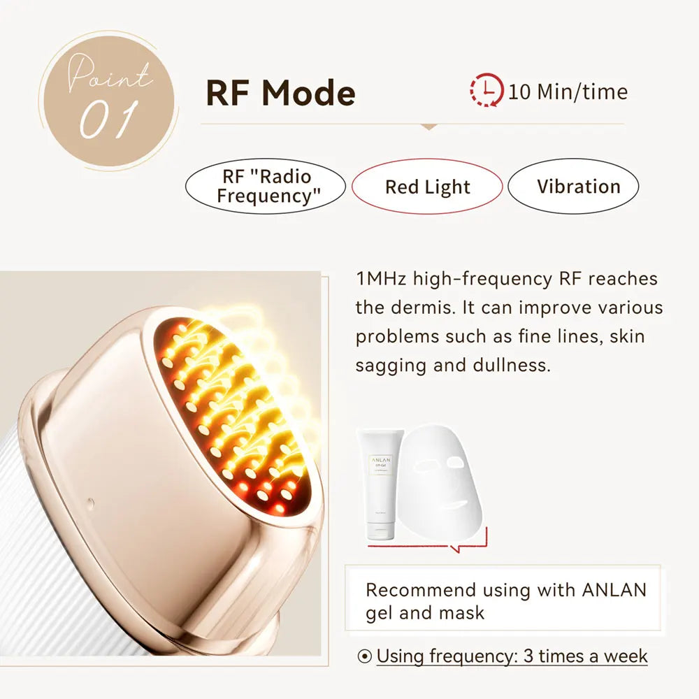 ANLAN Multi-Polar RF Beauty Device Skin Tightening Anti-Aging Wrinkle 3Color LED  Skincare 24K Gold Face Radiofrequency Massager