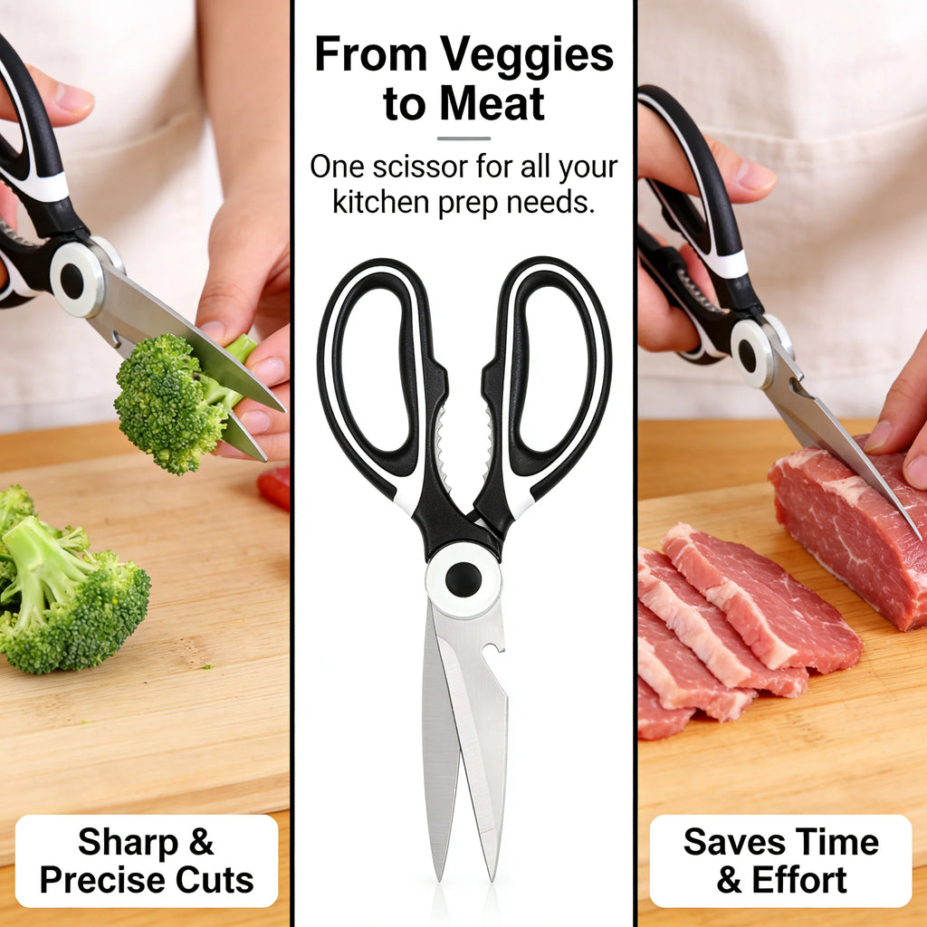 All In One Multipurpose Kitchen Scissors Heavy Duty Sharp Ergonomic Shears for Cooking Craft Office Home Daily Use