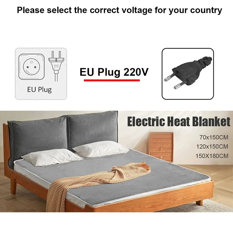 Electric Blanket 220V EU Plug Striped Printing Winter Insulation Heating Electric Blanket Constant Temperature Control