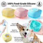 2-In-1 Pet Bath & Massage Brush With Shampoo Storage Silicone Dog Cat Grooming Tool For Puppy Kitten Sensitive Skin