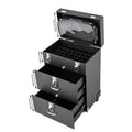 Rolling Makeup Train Case with Wheels, Professional Cosmetic Trolley Lockable Storage, 3-Layer Large Capacity Travel Organizer