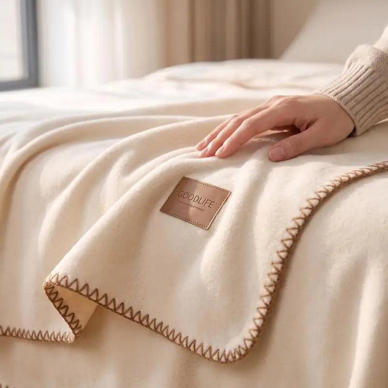 Fall Winter Simple Solid Artificial Lambswool Blanket Thickened Warm Multi-functional Blankets Soft Skin-friendly Cozy Blanket