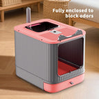 Foldable Cat Litter Box, Fully Enclosed Litter Box With Lid, Covered Kitty Kitten Litter Boxes Enclosure With Scoop, Odor Control, Easy To Clean, 3 Modes For Cat Up To 12 Lbs(White&Pink)