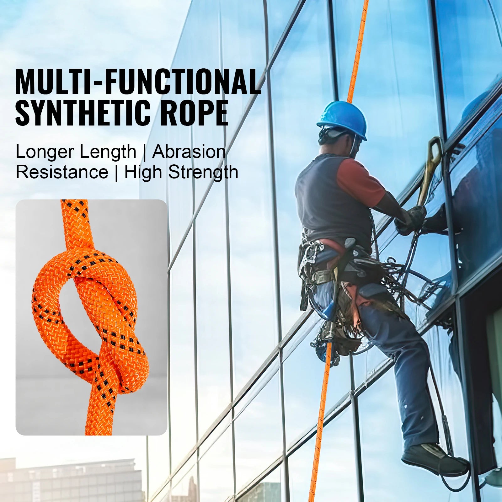 SucceBuy 120ft Dual-Weave Polyester Cord 3/8 1/2in 48-Strand Multi-Use Rope for Arborist Activities Outdoor Adventures Versatile