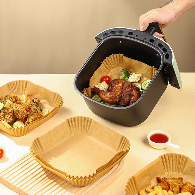 50-Pack Air Fryer Liners: Non-Stick Parchment Paper Liners for 5-8QT Air Fryers