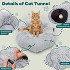 JHK Cat Tunnel Bed for Indoor with Soft Plush Washable Multifunctional Playground Under Tree Pet Toys for Kittens Puppy