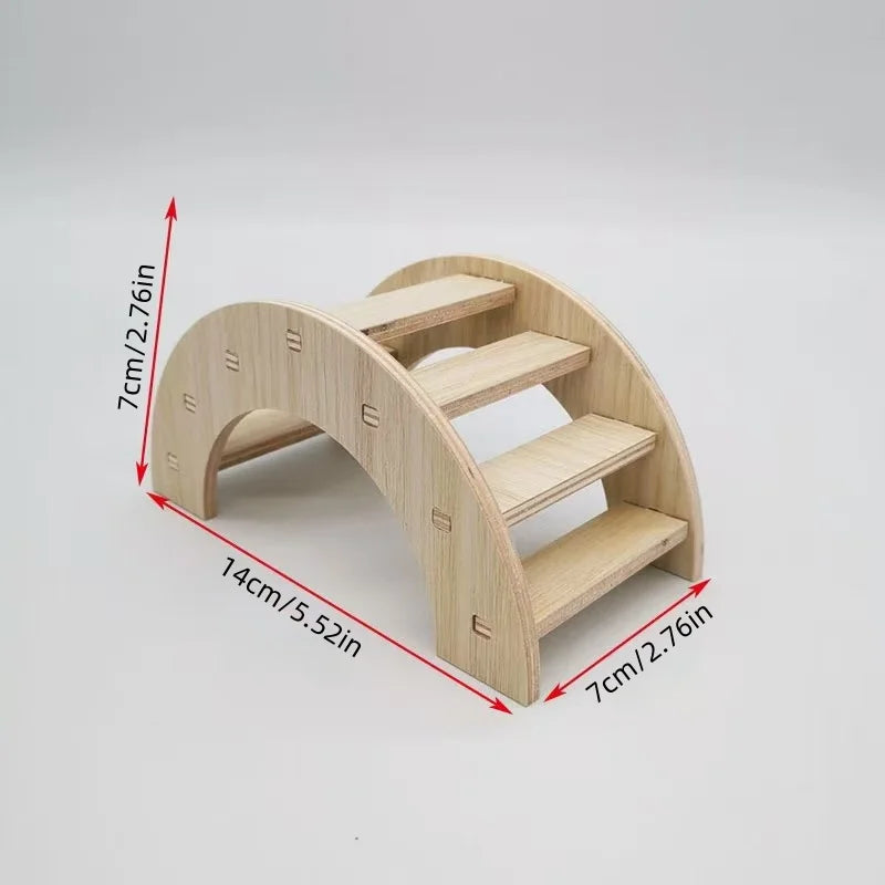 Bite resistant golden bear wooden toy swing seesaw rainbow house rainbow bridge hamster solid wood decoration home