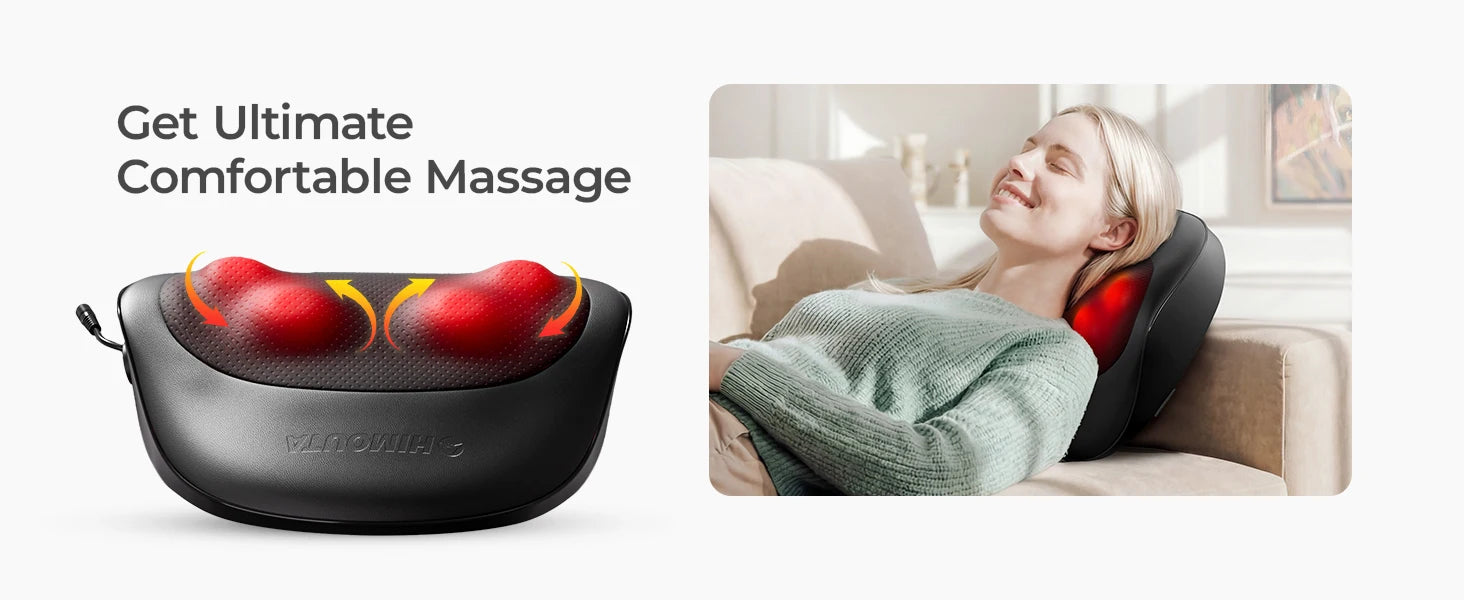 Electric Neck Massager Pillow, Neck&Shoulder Massager with Heat, Portable 3D Kneading for Shoulder, Leg&Calf Muscle Pain Relief