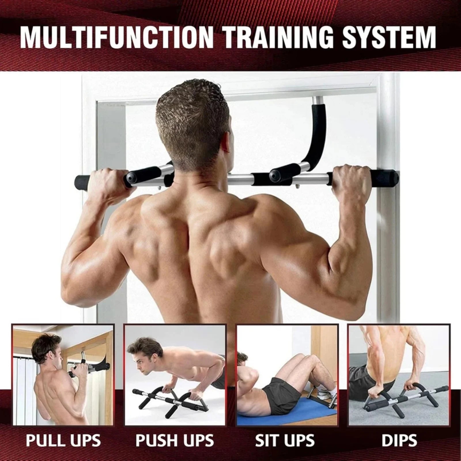 Doorway Chin Up Bar Pull Up Bar Sit Up Mutil-Function Home Gym Strength Training