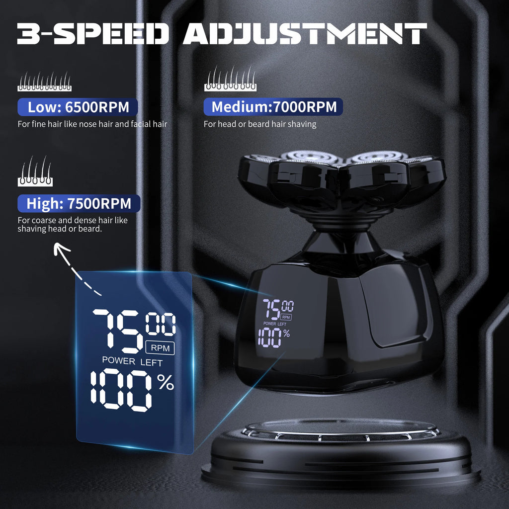 SEJOY Electric Shaver for Men 7D Magnetic Floating Wet/Dry Head Razor Hair Trimmer USB Rechargeable LED Display Beard Trimmers