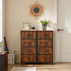JHK Dresser For Bedroom With 4 Fabric Drawers Nightstand Wardrobe Steel Frame Closet For Clothes Storage Cabinet Of Furniture