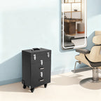 Rolling Makeup Train Case with Wheels, Professional Cosmetic Trolley Lockable Storage, 3-Layer Large Capacity Travel Organizer