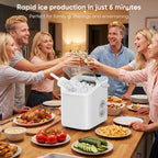 JHK Small Portable Ice Machine Countertop Ice Maker with Scoop Basket and Handle 9 Ice Cubes Ready in 6 Mins 26.5lbs in 24Hrs for Home Kitchen Party