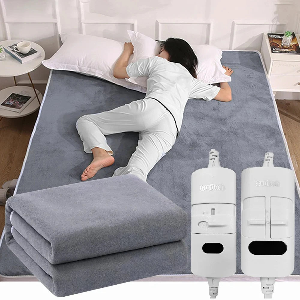 Electric Blanket 220V EU Plug Striped Printing Winter Insulation Heating Electric Blanket Constant Temperature Control