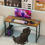 JHK Computer Office Desk Writing Study Office Gaming Table Modern Simple Style Compact Metal Frame Wood Tabletop Easy Assembly