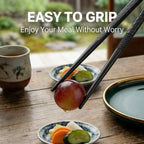 Black Alloy Chopsticks 5-Piece Set, Reusable Durable Kitchen Tableware