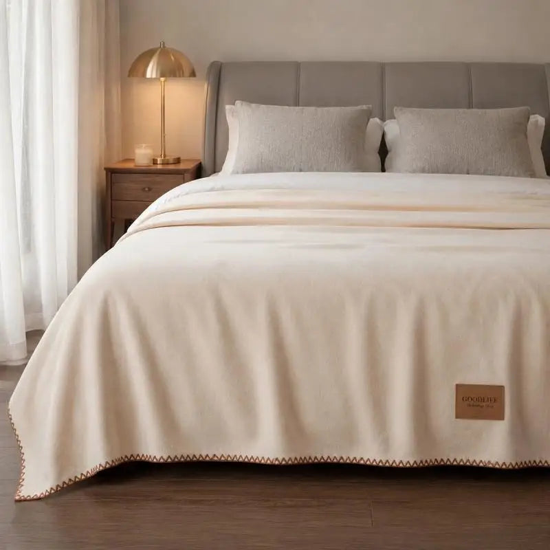 Fall Winter Simple Solid Artificial Lambswool Blanket Thickened Warm Multi-functional Blankets Soft Skin-friendly Cozy Blanket