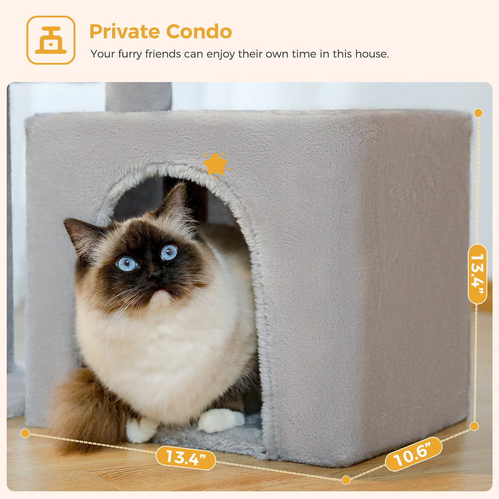 Cat Tree Cat Tower for Indoor Cats 2 Styles Cat Activity Tree with Cat Scratching Posts Big Hammock and Removable Top Perch Grey