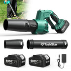 Taskstar Leaf Blower for Lawn 550CFM Electric Cordless Small Blower with Swivel Head, 2*4000mAh Battery & Charger 21V Airblower for Clean Car Patio Yard, Blowing Leaves / Dust Removal
