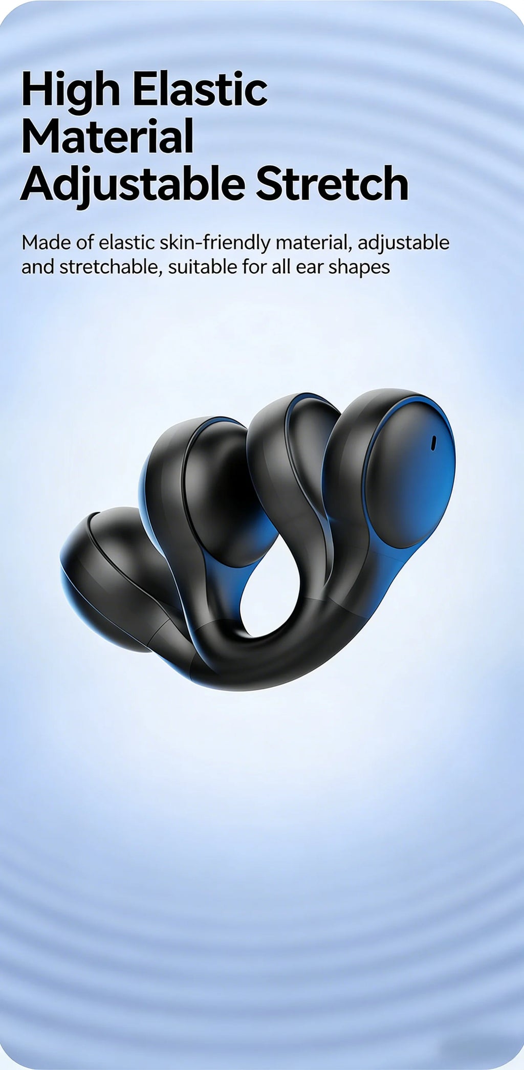 Sports Bluetooth Ear Clip Headphones LED Mirror Screen, HiFi Lossless Sound, Noise Cancelling, Soft Silicone Comfort Earphones
