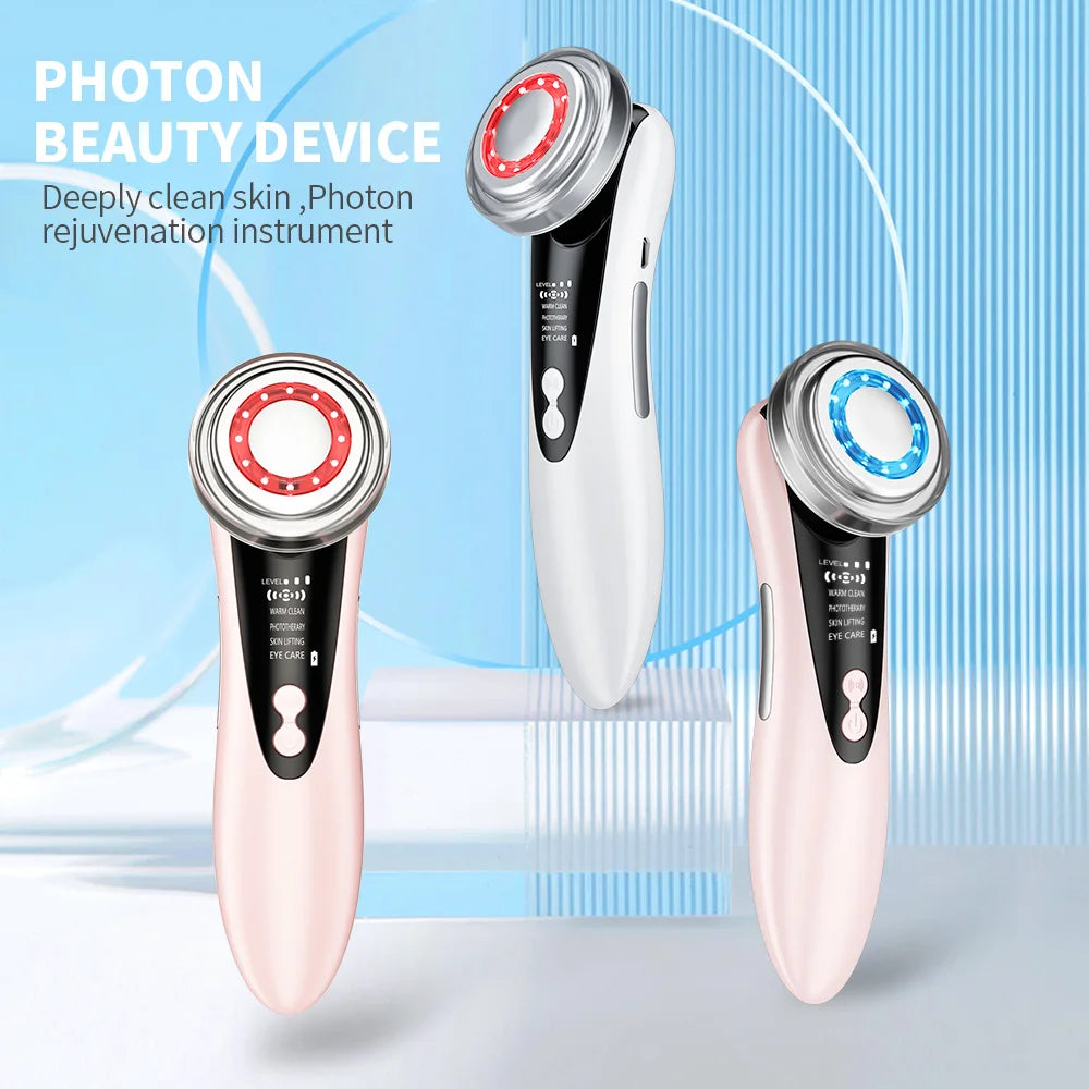 4in1 Facial Massager Red Blue Light therapy Vibration Skin Tightening Face Lifting Anti Wrinkle Beauty Device Skin Care Tool