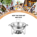 2/4 Pack Chafing Dish Buffet Set, 5QT Buffet Servers and Warmers, Round Catering Warmer with Glass Lid & Lid Holder for Party