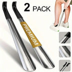 Long Handle Shoe Horn Set of 2, 13 & 16 Inch, High Quality Metal with Ergonomic Handle, Makes Putting on Shoes Effortless