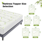 JHK Bamboo Fiber Soft Mattress Topper with Deep Pockets 400g Thick Mattress for Back Pain Relief Breathable Cooling Material