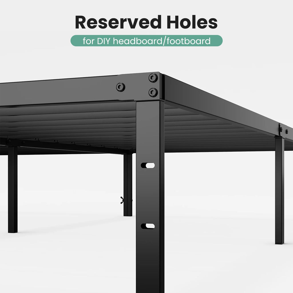 JHK Metal Platform 16IN Tall Basic Bed Frame Sturdy Steel Heavy Duty with Storage Space Bedroom Frames Slat Support For Home
