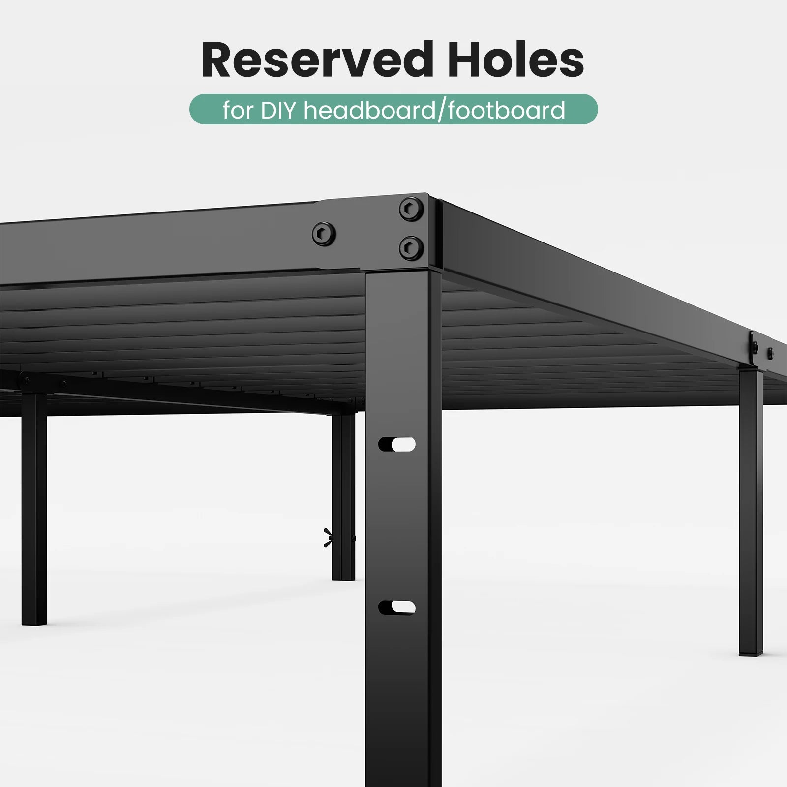 JHK Metal Platform 16IN Tall Basic Bed Frame Sturdy Steel Heavy Duty with Storage Space Bedroom Frames Slat Support For Home