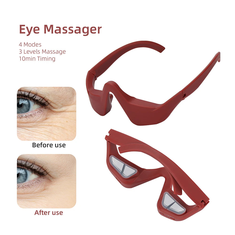 Red Eye Massager Under-Eye Glasses Massager Relieves Eye Fatigue Eyes Massage Glasses Eye Fatigue Relief Massager