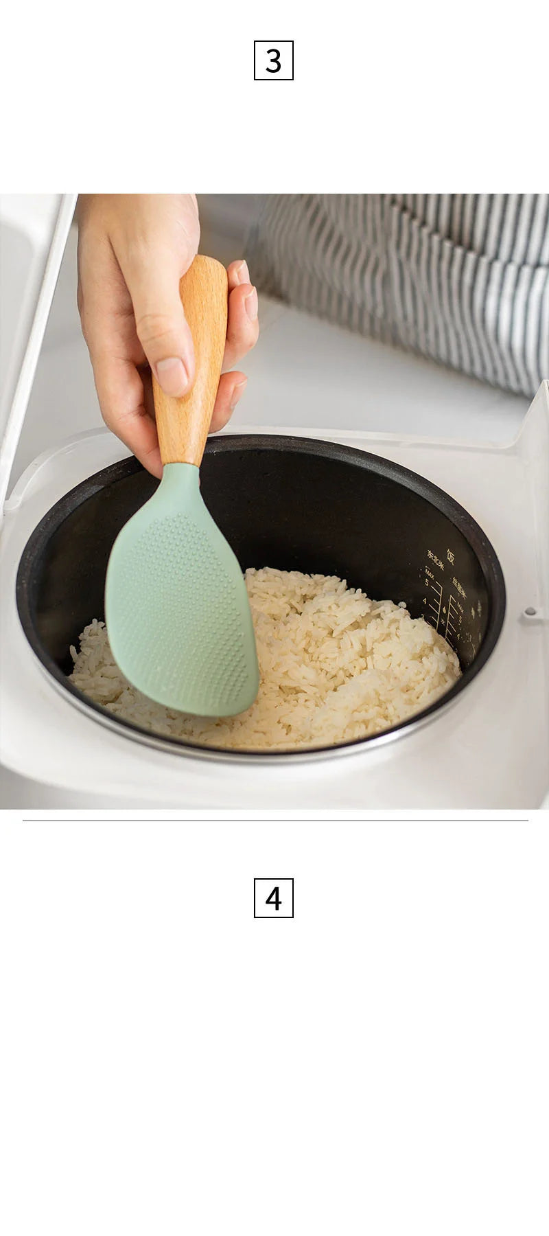 1Pcs Silicone Non-Stick Cooking High-Temperature-Resistant Spoon Anti-Scalding Pot Rice Durable Kitchen Gadgets Rice Spoon