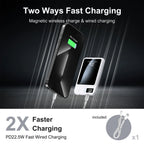 2-in-1 Wireless Magnetic Power Bank Fast Charging Portable PD 22.5W 10000mAh LED Power Display for iPhone 17/16/15/14 Samsung
